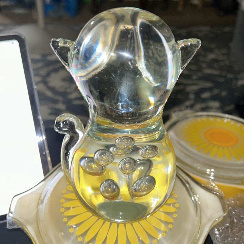 Murano Fornasa De Mvran clear Paperweight Glass Cat Sticker Italy - Picture 6 of 13